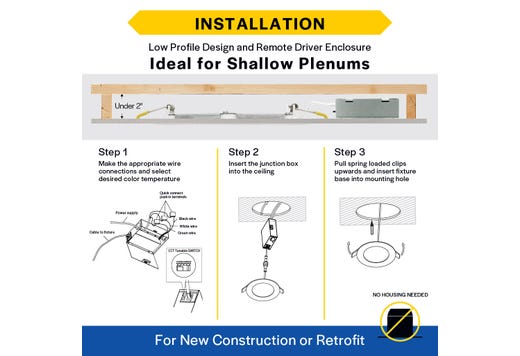 LED Select Slim Downlight 8in 18W Smooth Trim 2700K-5000K Color Selectable 1712-1768lm Dimmable JA-8