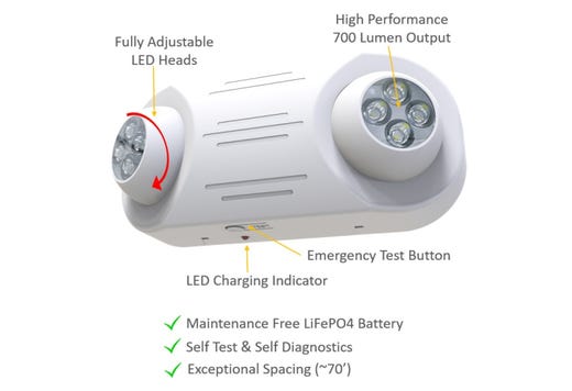 Emergence High Performance Emergency LED Light Unit, White, Remote Capacity, Self-Diagnostics 700 Lumen