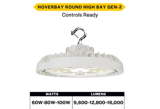 HoverBay Round Highbay, Lumen Selectable (9,600-12,800-16