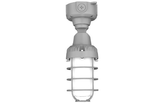 Vaportight Adjustable Arm Jelly Jar 10W or 20W 4000K or 5000K Field Selectable Watts & Color Temp 120-277VAC Gray Die-Cast Body Silicone Gasketing Dimmable