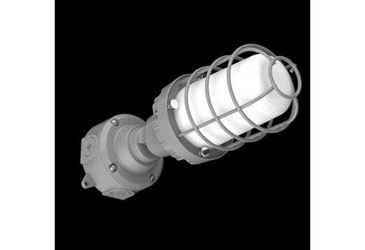 Vaportight Adjustable Arm Jelly Jar 10W or 20W 4000K or 5000K Field Selectable Watts & Color Temp 120-277VAC Gray Die-Cast Body Silicone Gasketing Dimmable