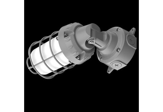 Vaportight Adjustable Arm Jelly Jar 10W or 20W 4000K or 5000K Field Selectable Watts & Color Temp 120-277VAC Gray Die-Cast Body Silicone Gasketing Dimmable