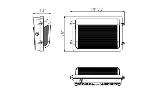 Low Profile Wall Pack Size 2-HLS,High Lumens Selectable (9,000-13,000 lumens 70W-80W-90W-100W) Color Selectable 3000K-4000K-5000K Photocell-Enable/Disable 120-277VAC Bronze