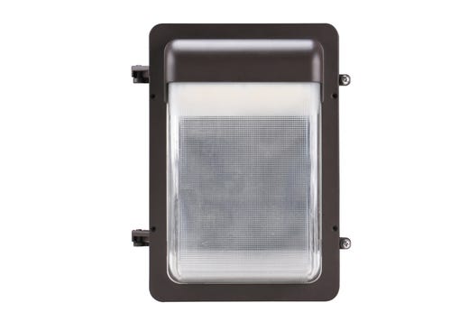 Low Profile Wall Pack Size 1 Lumen Selectable (1,940-3,250 lumens 15W-20W-25W) Color Selectable 3000K-4000K-5000K Photocell-Enable/Disable 120-277VAC Bronze