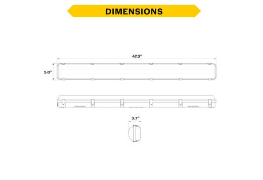 LED Controls Ready Linear Vaportight 4FT Selectable Lumen & CCT 5600-8172LM (40W-60W) 35K- 40K-50K 3.5mm Jack 120-277VAC with Suspended Chain Mount