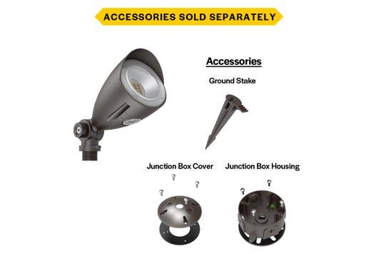 LED Mini Bullet Flood 10W CCT Selectable 3K-4K-5K 1000-1100lm 120-277VAC Bronze Finish 60Deg Beam Angle with Optional PC