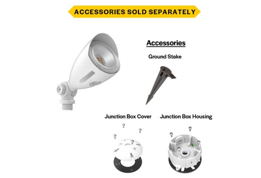 LED Mini Bullet Flood 10W CCT Selectable 3K-4K-5K 1000-1100lm 120-277VAC White Finish 60Deg Beam Angle with Optional PC