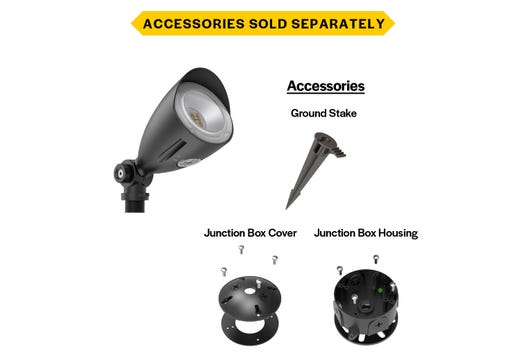 LED Mini Bullet Flood 10W CCT Selectable 3K-4K-5K to 1000-1100lm 120-277VAC Black Finish 60Deg Beam Angle with Optional PC