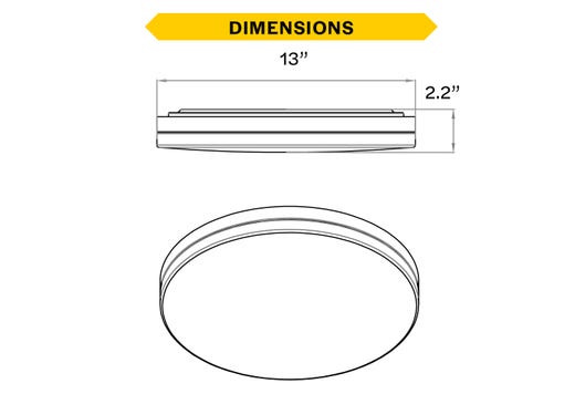 Flush Mount Modern Two-Tone Black with Gold Trim Round 13" Selectable CCT 27/30/35/40/50K 21W 1400LM 120V TRIAC Dimming Plastic Lens