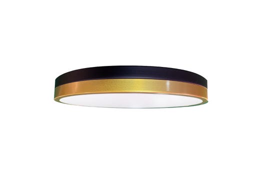 Flush Mount Modern Two-Tone Black with Gold Trim Round 13" Selectable CCT 27/30/35/40/50K 21W 1400LM 120V TRIAC Dimming Plastic Lens