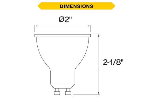 LED MR16 Flood 5W 3000K GU10 Base 40Deg 120V 350 Lumens Dimmable 25K Hours 35W-equiv