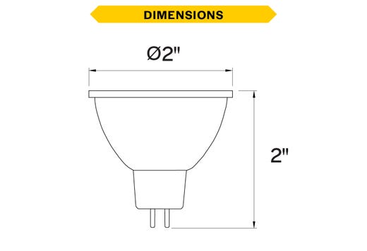 LED MR16 Narrow Flood 7W 4000K GU5.3 Base 25Deg 12V 500 Lumens Dimmable 25K Hours 50W-equiv
