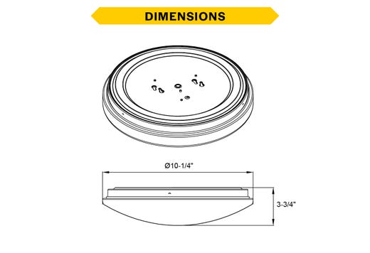 Flush Mount White Mushroom 11" Selectable CCT 27/30/35/40/50K 15W 1250LM 120V TRIAC Dimming Plastic Lens