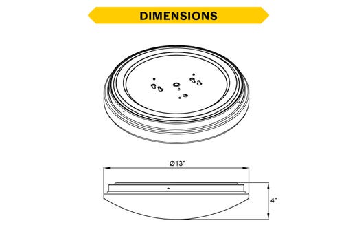 Flush Mount White Mushroom 13" Selectable CCT 27/30/35/40/50K 21W 1400LM 120V TRIAC Dimming Plastic Lens