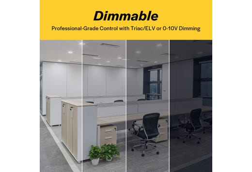 Commercial Retrofit Downlight, 8in, Lumen and CCT Select, 120-277V, Dimmable TRIAC/ELV & 0-10V, White Reflector, White Flange