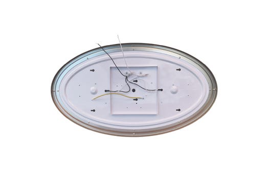 Flush Mount Large Oval Brushed Nickel Double Ring 32" Selectable CCT 27/30/35/40/50K 50W 3900LM 120V TRIAC Dimming White Plastic Lens