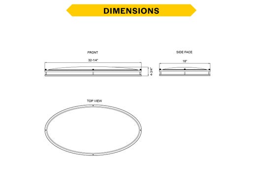 Flush Mount Large Oval Brushed Nickel Double Ring 32" Selectable CCT 27/30/35/40/50K 50W 3900LM 120V TRIAC Dimming White Plastic Lens