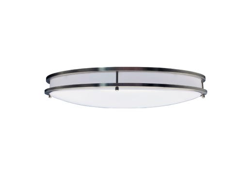 Flush Mount Large Oval Brushed Nickel Double Ring 32" Selectable CCT 27/30/35/40/50K 50W 3900LM 120V TRIAC Dimming White Plastic Lens