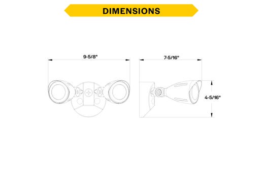 Patrol LED Security Flood Dual Heads NoMotion Sensor Lumen & CCT Selectable 10W-15W-20W 1300-2900lm 3K-4K-5K 120-277VAC Bronze Finish