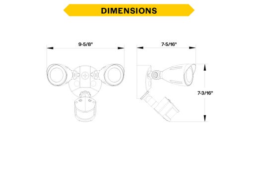 Patrol LED Security Flood Dual Heads with Motion Sensor-PC Lumen & CCT Selectable 10W-15W-20W 1300-2900lm 3K-4K-5K 120-277VAC Bronze Finish