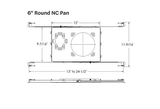 LED Select Slim Downlight 6in Rough-in Kit - Adjustable Pan with 13W HO Driver - Must be Purchased with Trim Kit 89031 (smooth) or 89033 (baffle) - Order in Multiples of 10