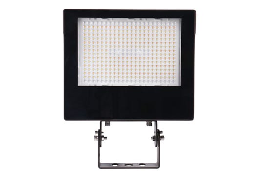 LED Sektor Floodlight Bronze High Voltage with Lens Shift Technology Lumen Selectable (13000-22200Lm/100-125-150W) Color Selectable (3K-4K-5K) 277-480VAC 0-10V Dimm Adj Beam Angle 55 75 or 90 Deg 3Pin Receptacle Slip Fitter & Trunnion Mount