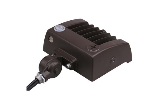 LED Sektor Floodlight Bronze with Lens Shift Technology 15W (1950-2220Lm) Color Selectable (3K-4K-5K) 120-277VAC 0-10V Dimming Adj Beam Angle 55 75 or 90 Deg Integrated On/Off Photocell - Knuckle & Trunnion Mount