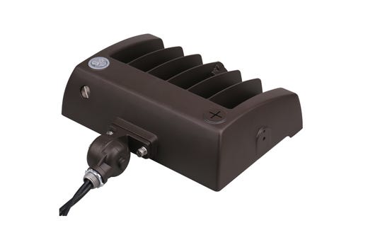 LED Sektor Floodlight Bronze with Lens Shift Technology Lumen Selectable (4550-8140Lm/35-45-55W) Color Selectable (3K-4K-5K) 120-277VAC 0-10V Dimming Adj Beam Angle 55 75 or 90 Deg Integrated On/Off Photocell - Knuckle & Trunnion Mount