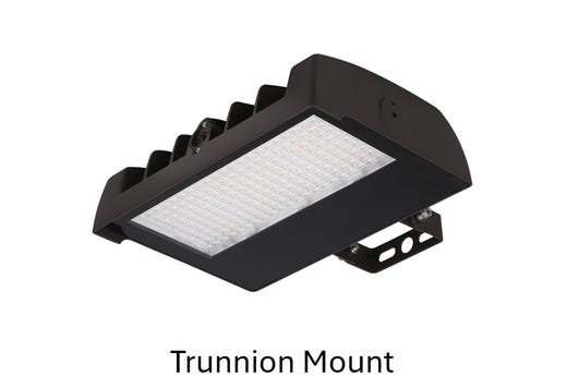 LED Sektor Floodlight Bronze with Lens Shift Technology Lumen Selectable (4550-8140Lm/35-45-55W) Color Selectable (3K-4K-5K) 120-277VAC 0-10V Dimming Adj Beam Angle 55 75 or 90 Deg Integrated On/Off Photocell - Knuckle & Trunnion Mount