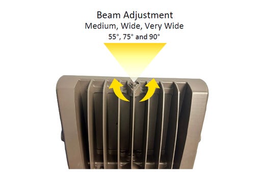 LED Sektor Floodlight Bronze with Lens Shift Technology 15W (1950-2220Lm) Color Selectable (3K-4K-5K) 120-277VAC 0-10V Dimming Adj Beam Angle 55 75 or 90 Deg Integrated On/Off Photocell - Knuckle & Trunnion Mount