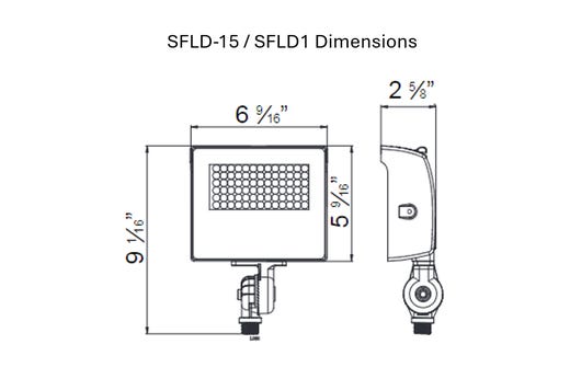 LED Sektor Floodlight White with Lens Shift Technology 15W (1950-2220Lm) Color Selectable (3K-4K-5K) 120-277VAC 0-10V Dimming Adj Beam Angle 55 75 or 90 Deg Integrated On/Off Photocell - Knuckle & Trunnion Moun