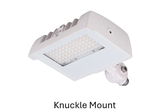 LED Sektor Floodlight White with Lens Shift Technology 15W (1950-2220Lm) Color Selectable (3K-4K-5K) 120-277VAC 0-10V Dimming Adj Beam Angle 55 75 or 90 Deg Integrated On/Off Photocell - Knuckle & Trunnion Moun