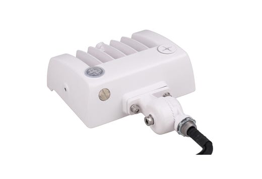 LED Sektor Floodlight White with Lens Shift Technology Lumen Selectable (1950-4440Lm/15-20-30W) Color Selectable (3K-4K-5K) 120-277VAC 0-10V Dimming Adj Beam Angle 55 75 or 90 Deg Integrated On/Off Photocell - Knuckle & Trunnion Mount