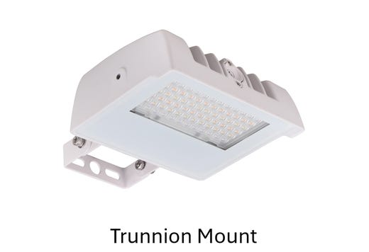 LED Sektor Floodlight White with Lens Shift Technology Lumen Selectable (1950-4440Lm/15-20-30W) Color Selectable (3K-4K-5K) 120-277VAC 0-10V Dimming Adj Beam Angle 55 75 or 90 Deg Integrated On/Off Photocell - Knuckle & Trunnion Mount