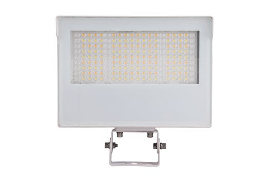 LED Sektor Floodlight White with Lens Shift Technology Lumen Selectable (4550-8140Lm/35-45-55W) Color Selectable (3K-4K-5K) 120-277VAC 0-10V Dimming Adj Beam Angle 55 75 or 90 Deg Integrated On/Off Photocell - Knuckle & Trunnion Mount