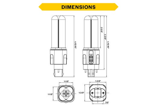 LED Double Tube Omni-Directional Plug-In Lamp GX23 2-Pin Base 3000K-3500K-4000K-5000K 5.5 Watt (13W Equivalent) Hybrid Type A (Magnetic Ballast) - Type B, Non-Dimmable