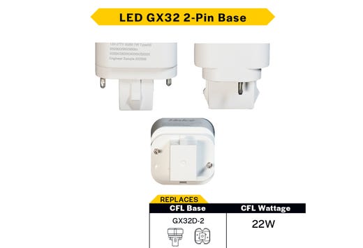 LED Double Tube Omni-Directional Plug-In Lamp GX32 2-Pin Base 3000K-3500K-4000K-5000K 7 Watt (20W Equivalent) Hybrid Type A (Magnetic Ballast) - Type B, Non-Dimmable