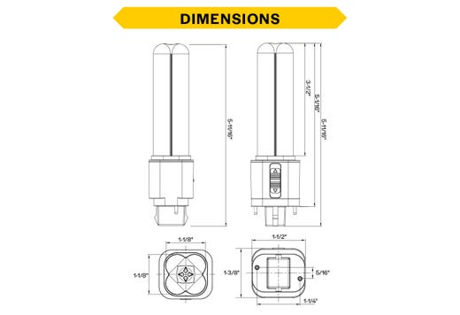 LED Double Tube Omni-Directional Plug-In Lamp GX32 2-Pin Base 3000K-3500K-4000K-5000K 7 Watt (20W Equivalent) Hybrid Type A (Magnetic Ballast) - Type B, Non-Dimmable