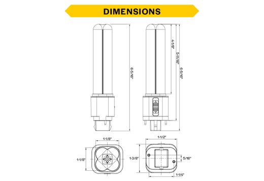 LED Double Tube Omni-Directional Plug-In Lamp GX32 2-Pin Base 3000K-3500K-4000K-5000K 9 Watt (27W Equivalent) Hybrid Type A (Magnetic Ballast) - Type B, Non-Dimmable