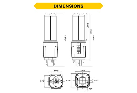 LED Double Tube Omni-Directional Plug-In Lamp G24D 2-Pin Base 3000K-3500K-4000K-5000K 5.5 Watt (13W Equivalent) Hybrid Type A (Magnetic Ballast) - Type B, Non-Dimmable