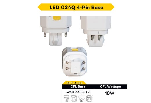 LED Double Tube Omni-Directional Plug-In Lamp G24Q 4-Pin Base 3000K-3500K-4000K-5000K 7 Watt (18W Equivalent) Hybrid Type A (Electrical Ballast and Magnetic Ballast) - Type B, Dimmable