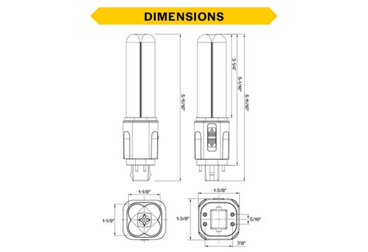 LED Double Tube Omni-Directional Plug-In Lamp G24Q 4-Pin Base 3000K-3500K-4000K-5000K 7 Watt (18W Equivalent) Hybrid Type A (Electrical Ballast and Magnetic Ballast) - Type B, Dimmable