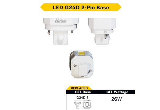 LED Double Tube Omni-Directional Plug-In Lamp G24D 2-Pin Base 3000K-3500K-4000K-5000K 9 Watt (26W Equivalent) Hybrid Type A (Magnetic Ballast) - Type B, Non-Dimmable