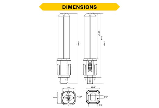 LED Double Tube Omni-Directional Plug-In Lamp G24D 2-Pin Base 3000K-3500K-4000K-5000K 9 Watt (26W Equivalent) Hybrid Type A (Magnetic Ballast) - Type B, Non-Dimmable