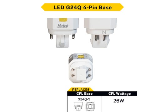 LED Double Tube Omni-Directional Plug-In Lamp G24Q 4-Pin Base 3000K-3500K-4000K-5000K 9.5 Watt (26W Equivalent) Hybrid Type A (Electrical Ballast and Magnetic Ballast) - Type B, Dimmable
