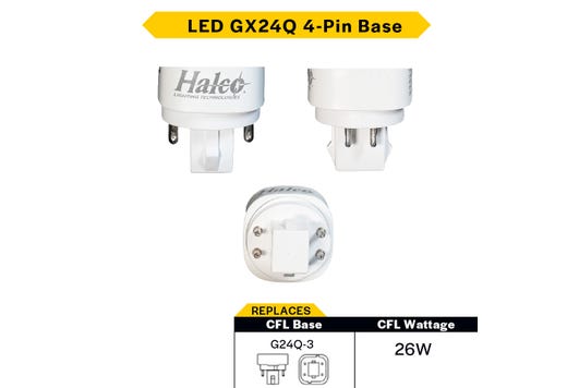 LED Double Tube Horizontal Plug-In Lamp G24Q 4-Pin Base 3000K-3500K-4000K-5000K 9.5 Watt (26W Equivalent) Ballast Compatable Type A, Dimmable