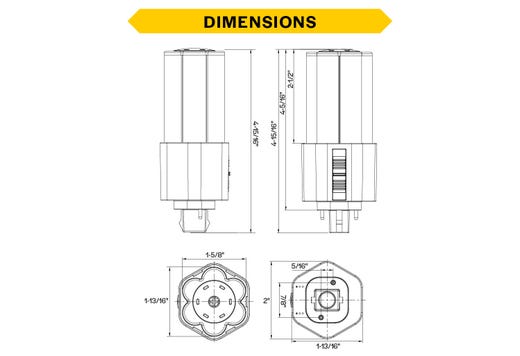 LED Triple Tube Omni-Directional Plug-In Lamp GX24D 2-Pin Base 3000K-3500K-4000K-5000K 7 Watt (18W Equivalent) Ballast Bypass Type B, Non-Dimmable
