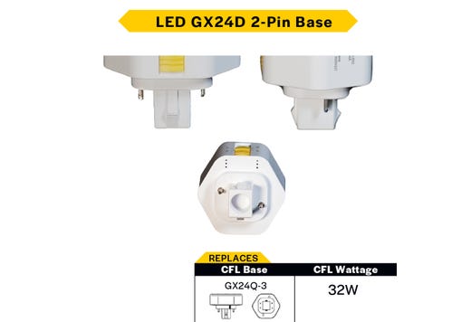 LED Triple Tube Omni-Directional Plug-In Lamp GX24D 2-Pin Base 3000K-3500K-4000K-5000K 15 Watt (32W Equivalent) Ballast Bypass Type B, Non-Dimmable