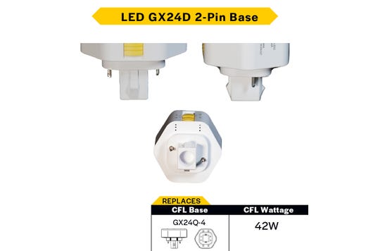 LED Triple Tube Omni-Directional Plug-In Lamp GX24D 2-Pin Base 3000K-3500K-4000K-5000K 17 Watt (42W Equivalent) Ballast Bypass Type B, Non-Dimmable
