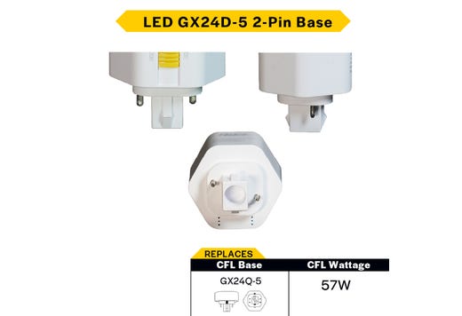 LED Triple Tube Omni-Directional Plug-In Lamp GX24D-5 2-Pin Base 3000K-3500K-4000K-5000K 23 Watt (57W Equivalent) Ballast Bypass Type B, Non-Dimmable
